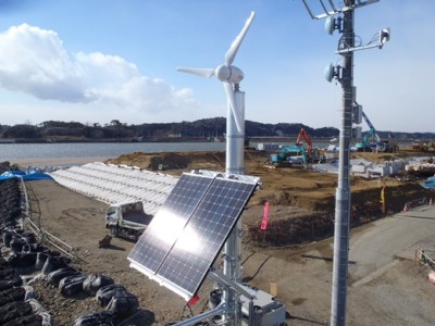 津波監視カメラ・ハイブリッド風力発電システム設置